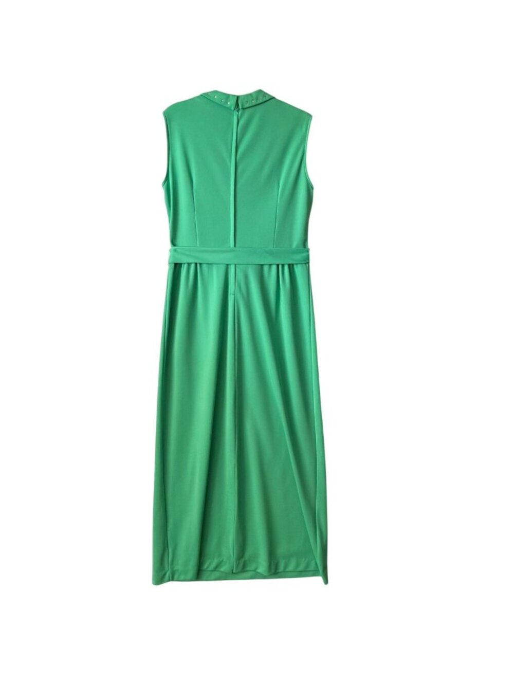 Vintage Womens Green Sleeveless Maxi Dress W/ Studded Collar & Belt - Picture 14 of 16